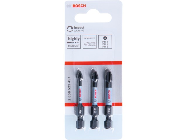 3-delni komplet vijačnih nastavkov Bosch, PH1 x 55, PH2 x 55, PH3x 55 mm, 2608522491